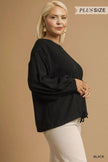 Umgee Full Size Linen Long Sleeve Top with Drawstring  Style Ratio