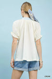 Umgee Textured V-Neck Top with Lace Trim Details  Style Ratio