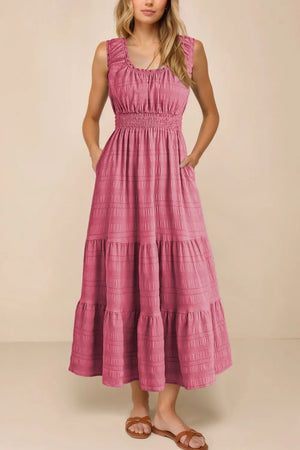 Scoop Neck Wide Strap Midi Dress - Style Ratio