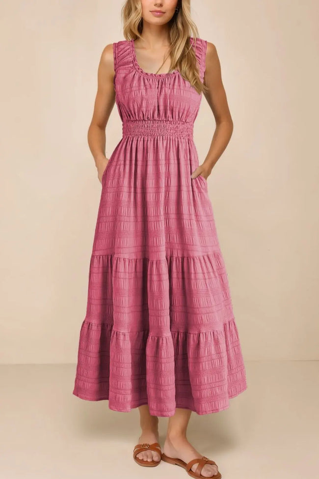 Scoop Neck Wide Strap Midi Dress  Style Ratio