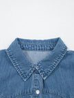 Ruffled Short Sleeve Denim Shirt  Style Ratio