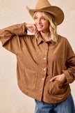 BiBi Corduroy Relaxed Fit Long Sleeve Shacket  Style Ratio