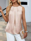 Pleated Round Neck Tank Top  Style Ratio