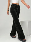 Velvet Flare Pants with Drawstring  Style Ratio