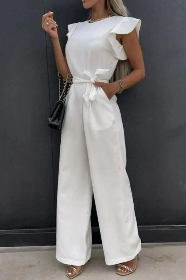 Round Neck Cap Sleeve Jumpsuit  Style Ratio