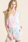 BiBi Tie Dye Textured Knit Top and Shorts Set  Style Ratio