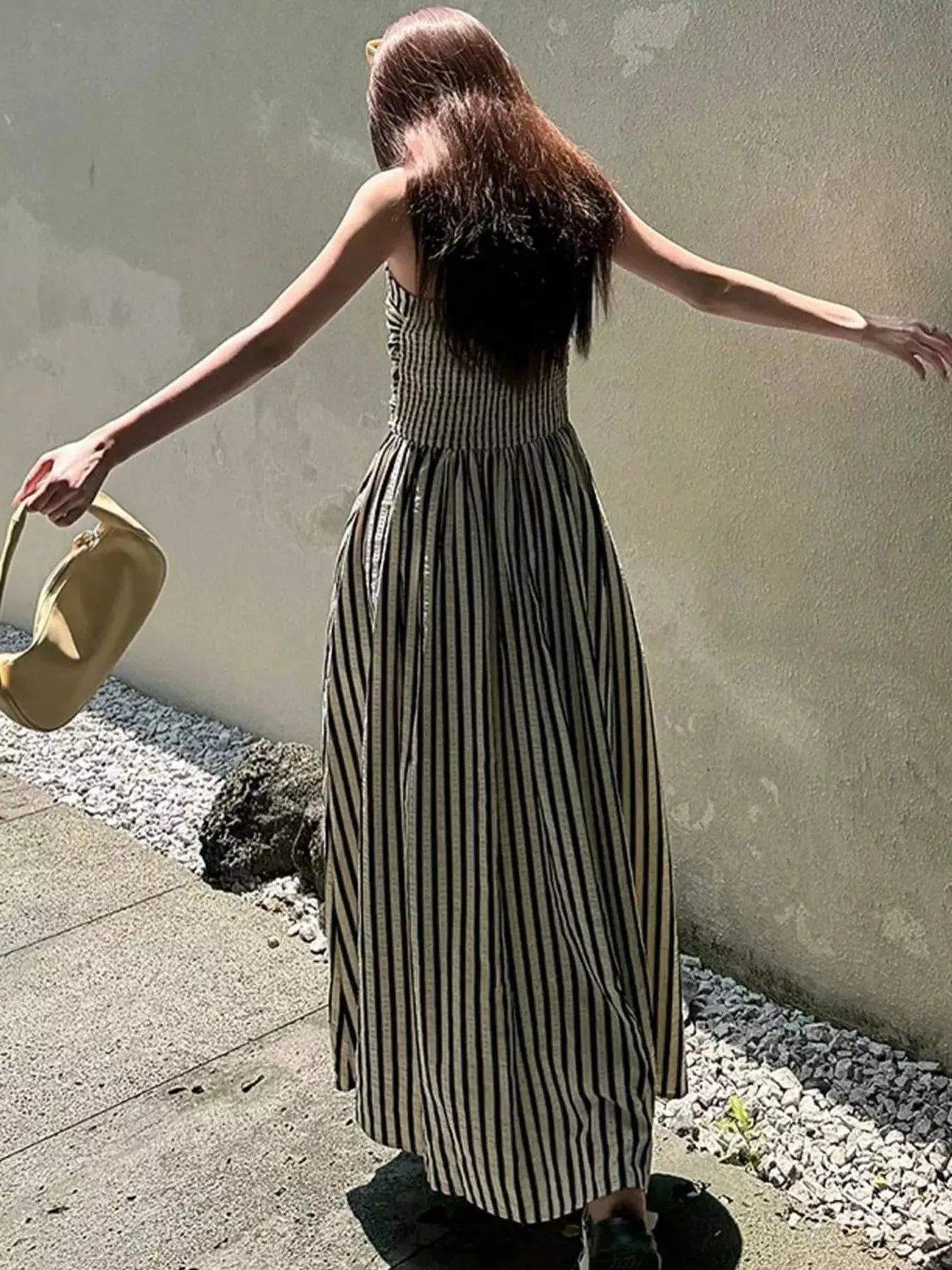 Striped Spaghetti Strap Casual Maxi Dress  Style Ratio