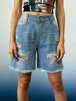 Full Size Ripped Frayed Hem Denim Shorts  Style Ratio