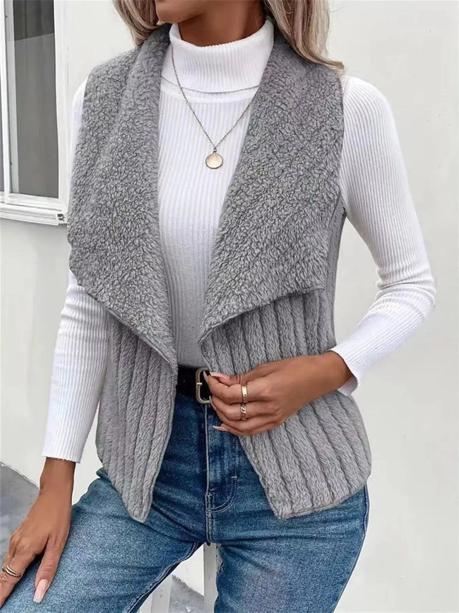 Cozy Fleece Open Front Vest  Style Ratio