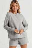 Double Take Full Size Texture Long Sleeve Top and Drawstring Shorts Set  Style Ratio