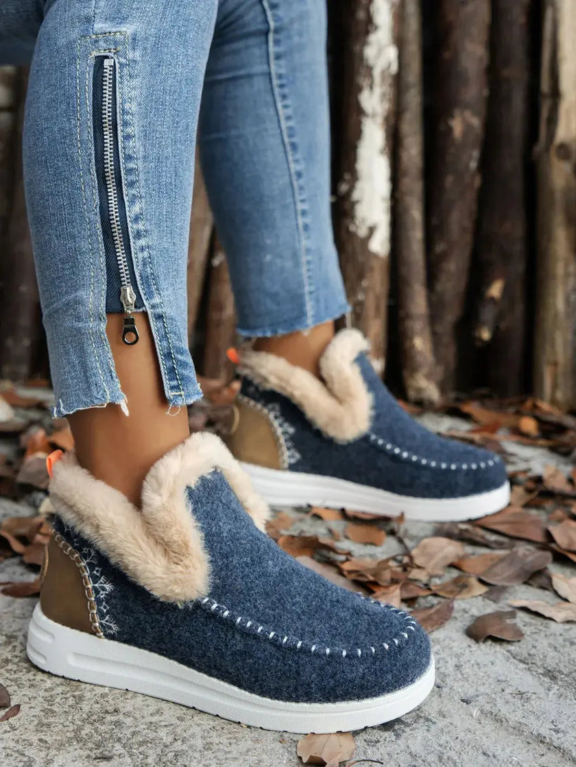 Furry Suede Round Toe Flat Sneakers  Style Ratio