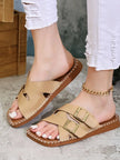 Double Buckle Slide Sandals  Style Ratio