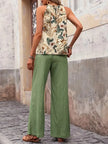 Printed Tank Top and Wide Leg Pants Set  Style Ratio