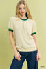 Umgee Puff Sleeve Knit Top with Contrast Rib Trim  Style Ratio