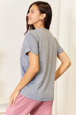 Simply Love Heart Graphic Cuffed Short Sleeve Shirt  Style Ratio