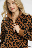 Umgee Leopard Print Quarter-Zip Sweatshirt  Style Ratio