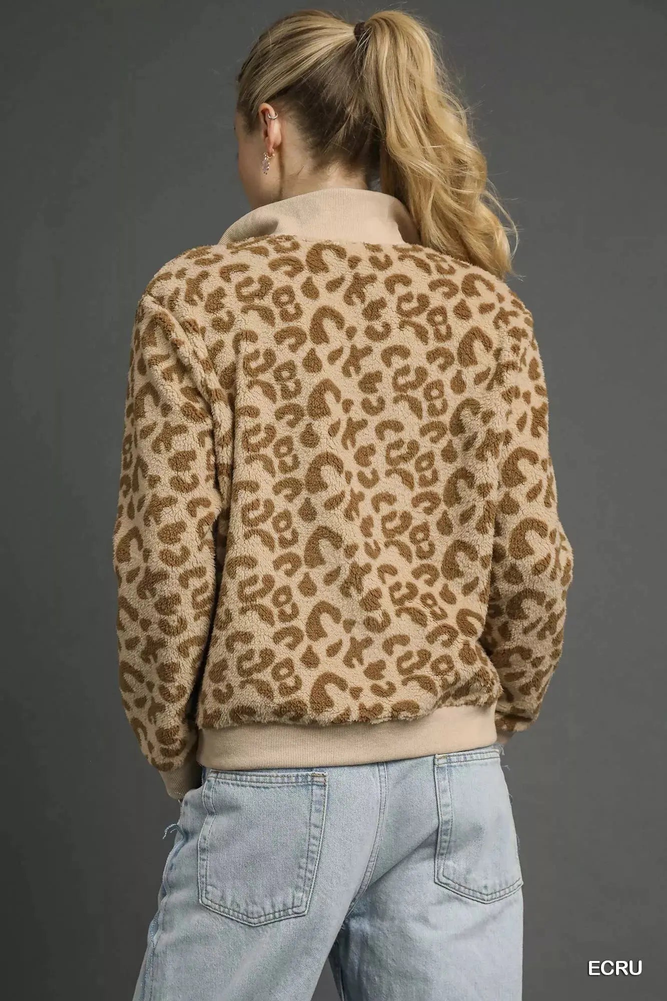 Umgee Leopard Print Quarter-Zip Sweatshirt  Style Ratio