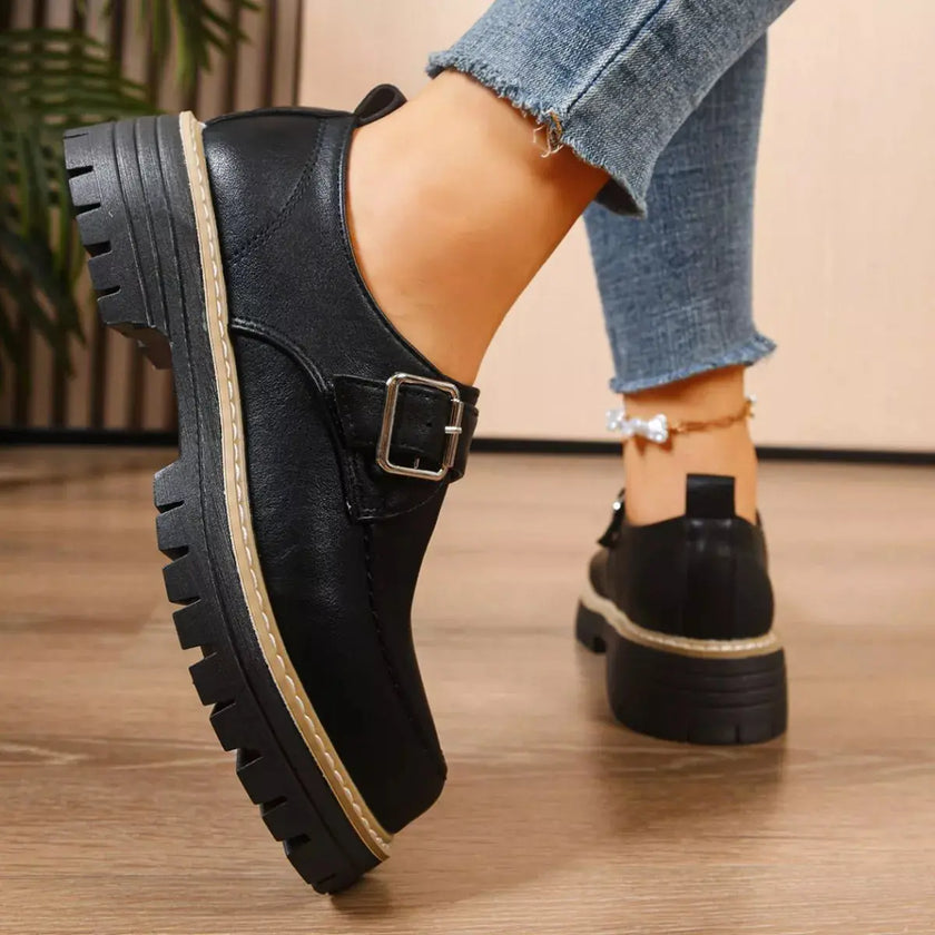 Round Toe Buckle Loafers  Style Ratio