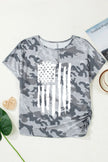 Camouflage Retro American Flag Printed Short Sleeve Shirt  Style Ratio