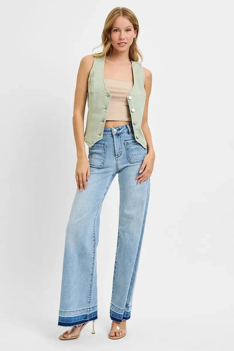 RISEN Full Size V Neck Button Down Vest  Style Ratio