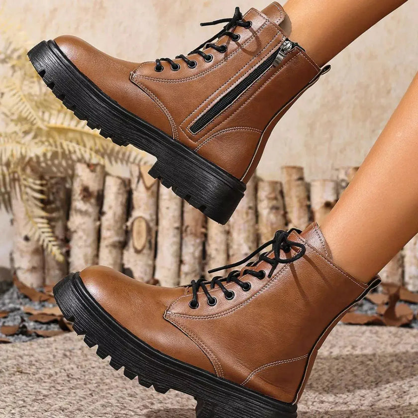 Round Toe Block Heels Boots  Style Ratio