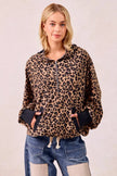 BiBi Leopard Print Waffle Half Zip Up Hoodie W Pocket  Style Ratio