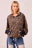 BiBi Leopard Print Waffle Half Zip Up Hoodie W Pocket  Style Ratio