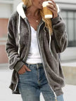Full Size Cozy Fleece Zip-Up Hooded Jacket  Style Ratio