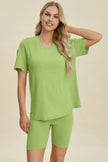 Basic Bae Full Size Ribbed V-Neck Short Sleeve Top and Shorts Loungewear  Style Ratio