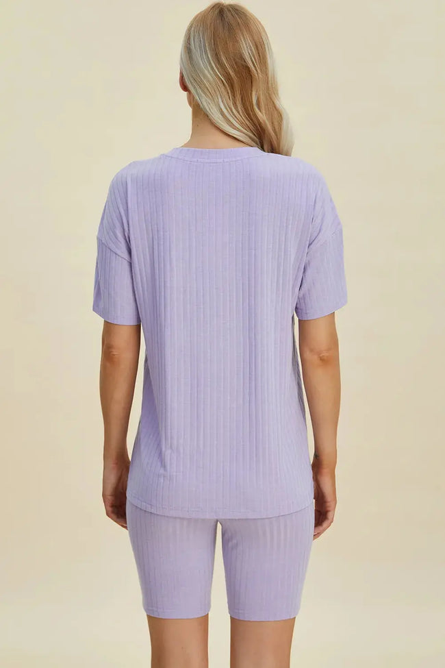 Basic Bae Full Size Ribbed V-Neck Short Sleeve Top and Shorts Loungewear  Style Ratio