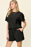 Double Take Short Sleeve Shirt and Drawstring Shorts Set  Style Ratio