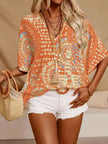 Printed V Neck Half Sleeve Blouse  Style Ratio