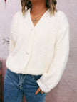 Fuzzy Button-Up Long Sleeve Cardigan  Style Ratio