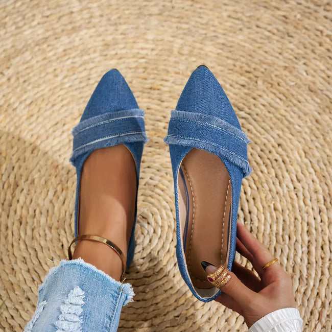 Floral Jean Point Toe Slip-Ons  Style Ratio