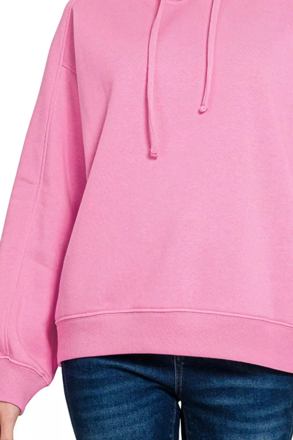Zenana Drawstring Relaxed Fit Fleece Hoodie  Style Ratio