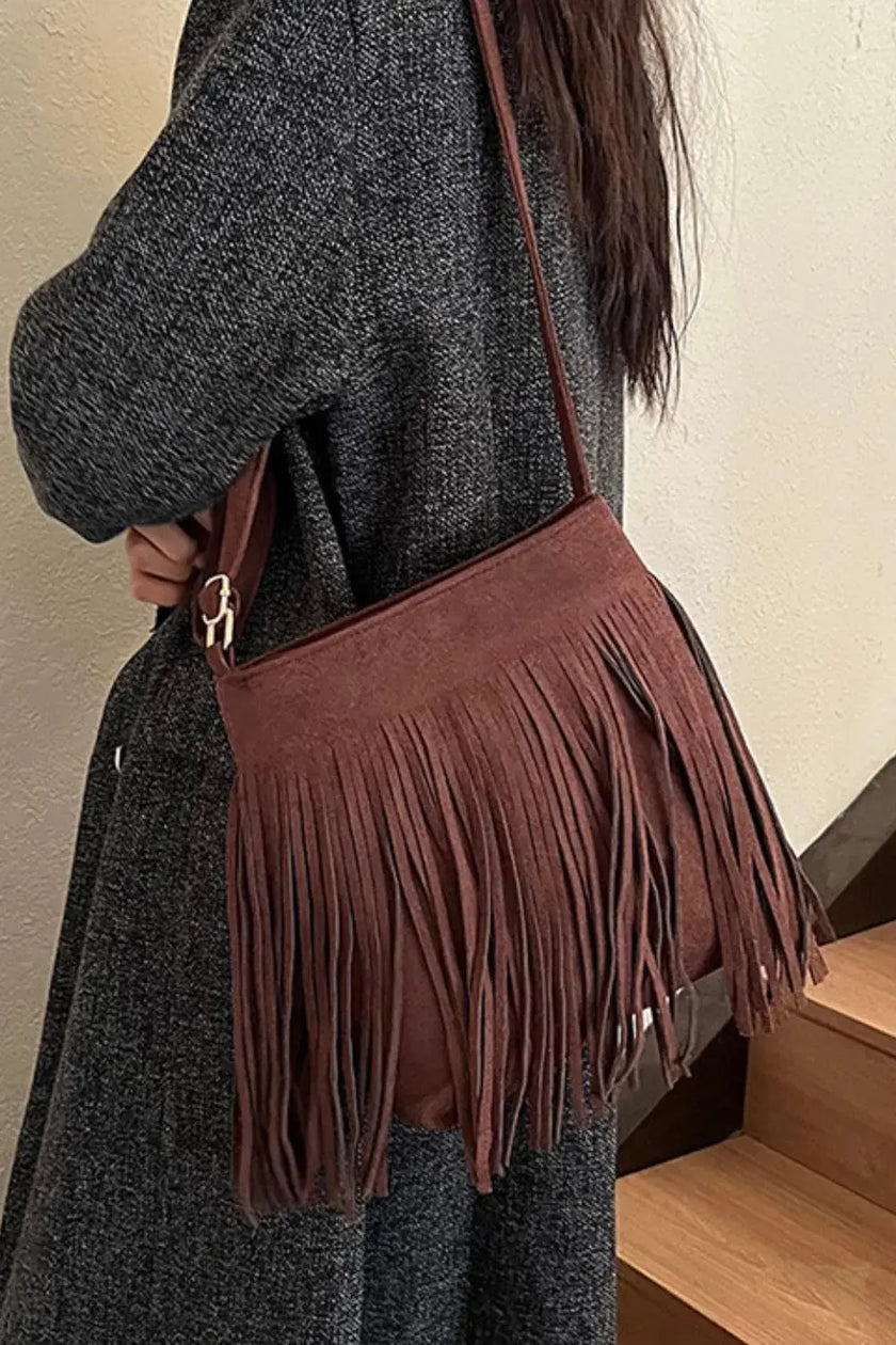 Suede Fringe Shoulder Bag  Style Ratio