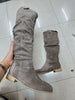 Low Heel Side Zipper Knee Boots  Style Ratio