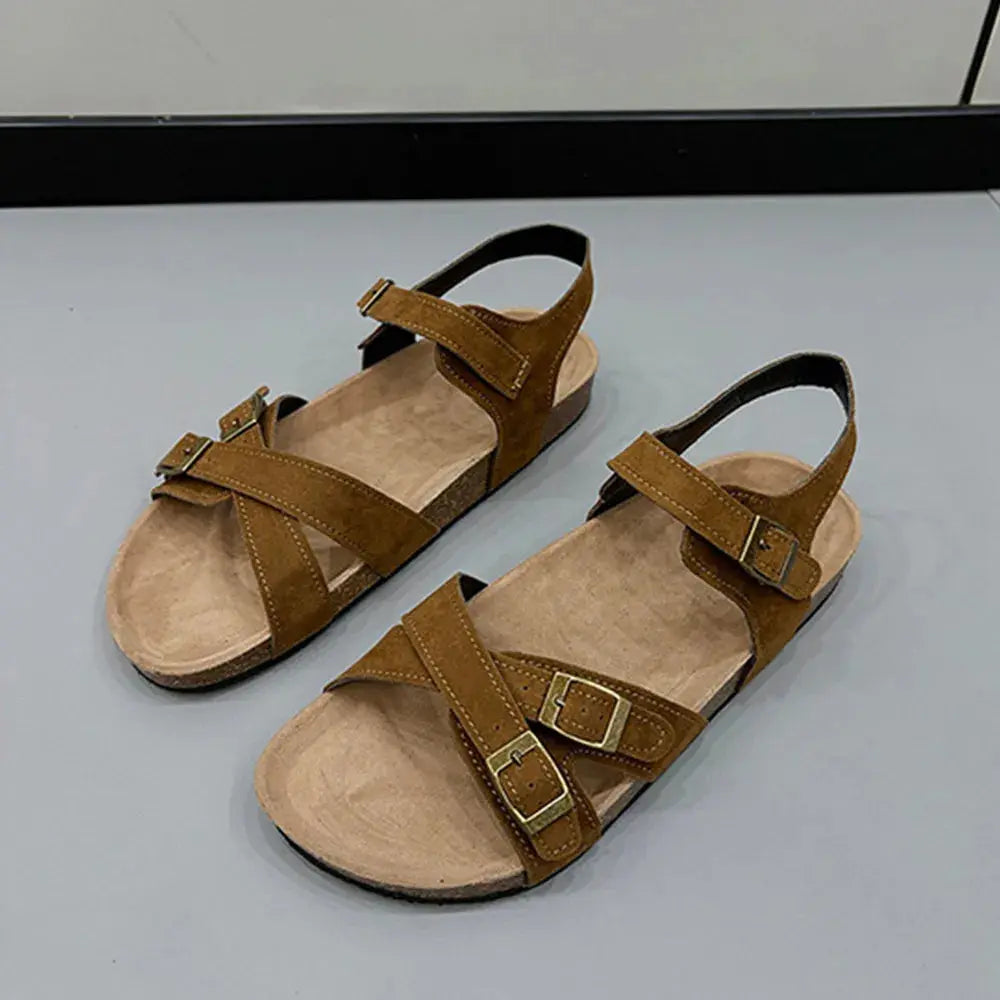 Open Toe Flat Buckle Sandals - Style Ratio