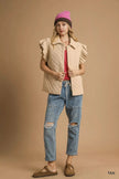 Umgee Corduroy Quilted Ruffle Sleeve Vest  Style Ratio