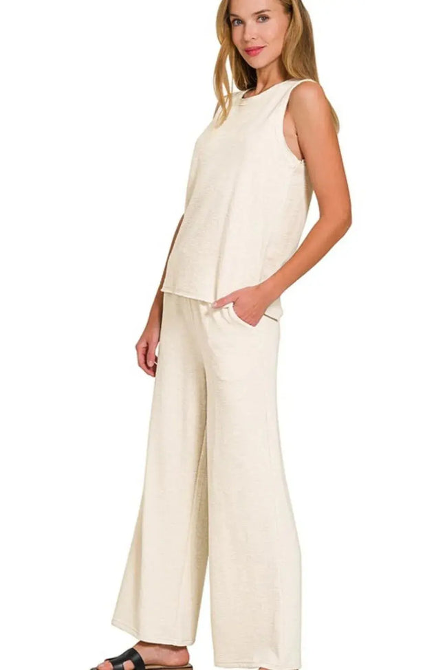 Zenana Cotton Slub Tank & Pants Loungewear  Style Ratio