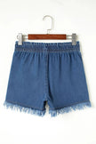 Raw Hem Drawstring High Waist Denim Shorts with Pockets  Style Ratio