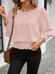 Smocked Waist Round Neck Blouse  Style Ratio