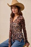 BiBi Leopard Printed Mesh Long Sleeve Top  Style Ratio
