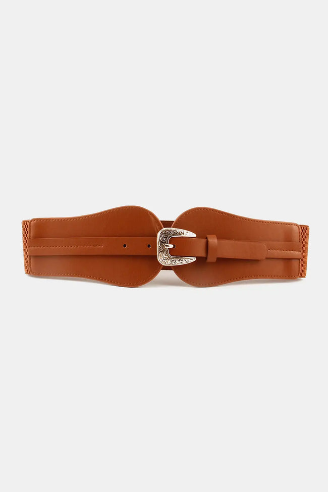 Wide Elastic Belt with Alloy Buckle  Style Ratio
