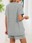 Round Neck Short Sleeve Shirt and Shorts Loungewear  Style Ratio
