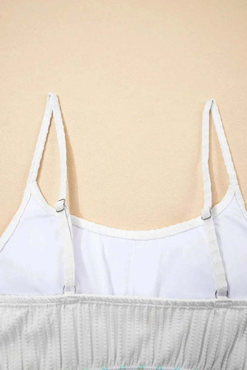 Textured Contrast Banding Bikini High Waist 2pcs Swimsuit  Style Ratio
