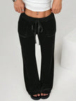 Velvet Flare Pants with Drawstring  Style Ratio
