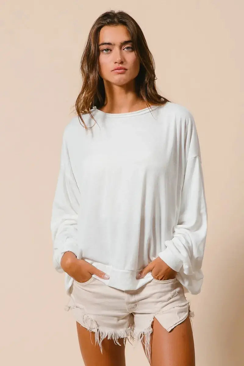 BiBi Loop Terry Pull Over With Cut Edge Band  Style Ratio