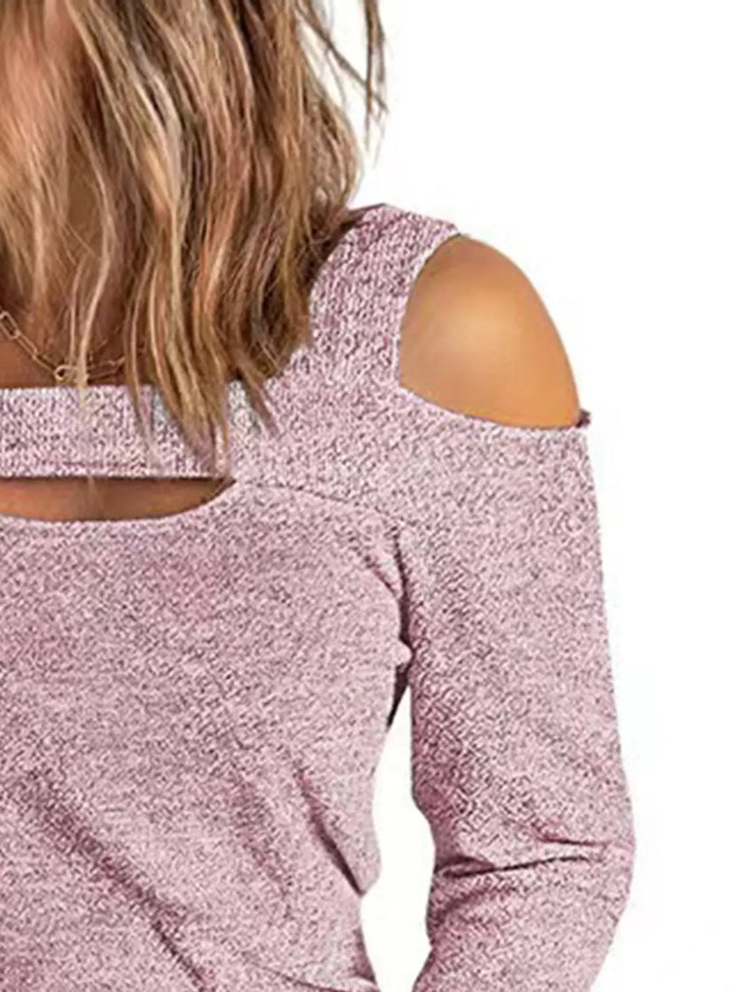 Full Size Cutout Shoulder Long Sleeve Shirt  Style Ratio