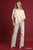 Umgee Satin Jacquard Balloon Sleeve Blouse  Style Ratio